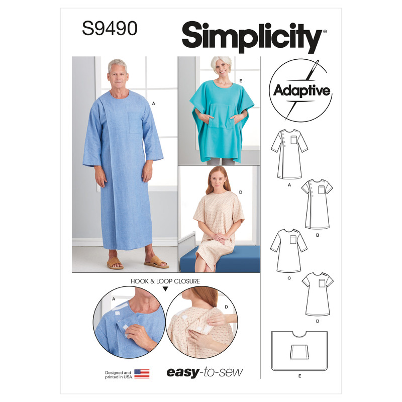 S9490 UNISEX RECOVERY GOWN Simplicity Sewing Pattern 9490