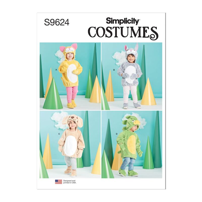 Simplicity Sewing Pattern S9624 Toddlers' Animal Costumes Sizes 1/2 to 4