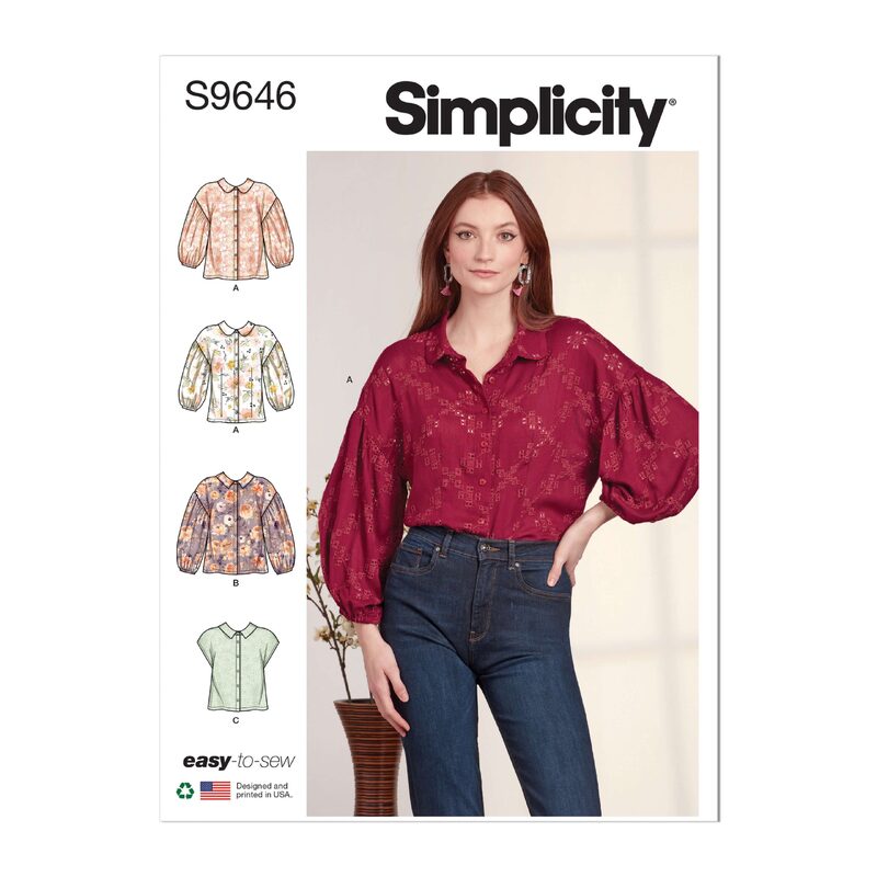 Simplicity Sewing Pattern S9646y5 Misses’ Button Down Top size18-26