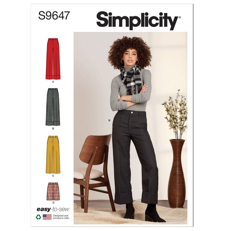 Simplicity Sewing Pattern S9647 Misses' Trousers and Shorts H5 Sizes 6 to 14