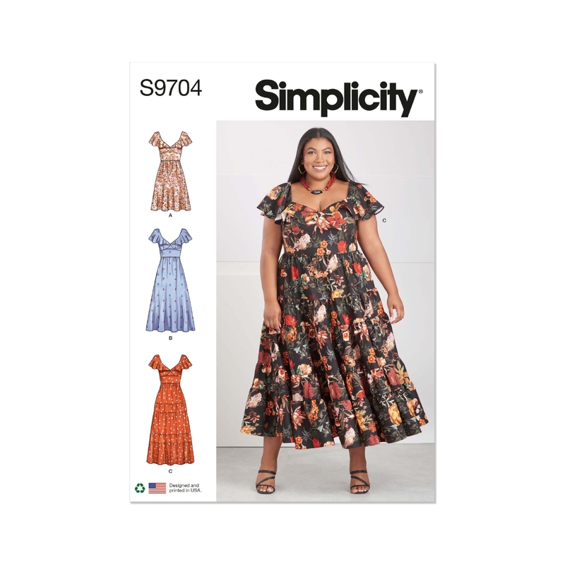 Simplicity Sewing Pattern S9704-W2 Womens’ Dresses Sizes 20W-28W