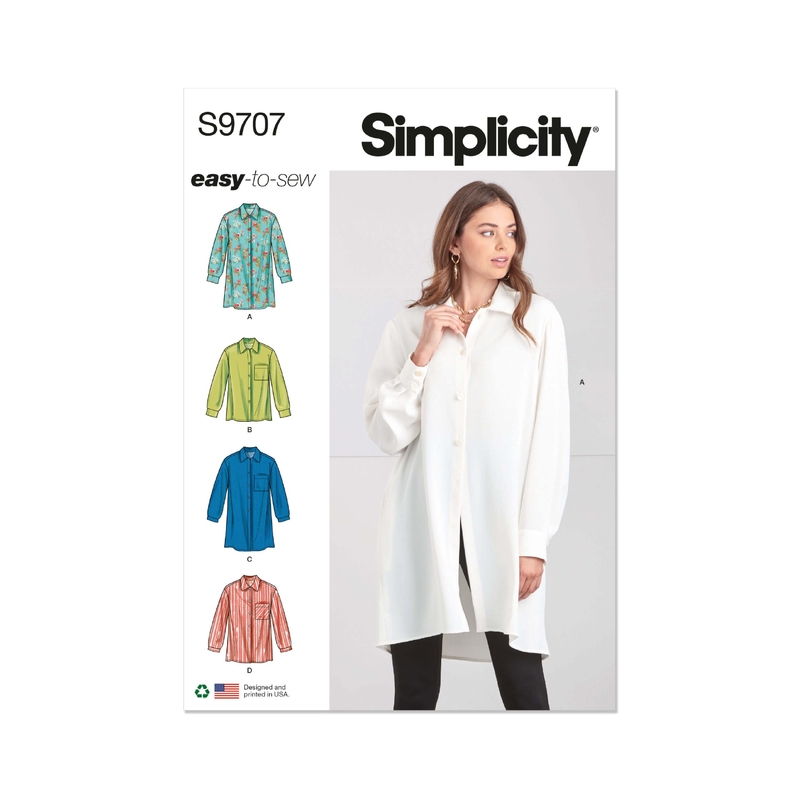 Simplicity Sewing Pattern S9707(D5) Misses’ Shirts Sizes 4-12