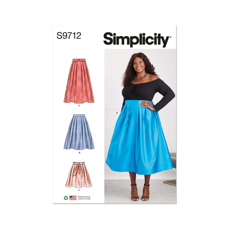 Simplicity Sewing Pattern S9712(W2) Women’s Skirts Sizes 20W-28W