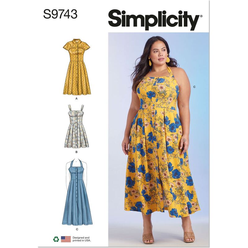 Simplicity Sewing Pattern S9743 Women's Dresses Sizes 20W-28W