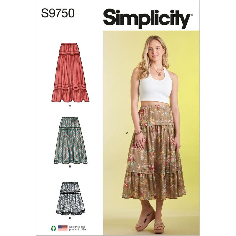 Simplicity Sewing Pattern S9750Y5 Misses' Skirt in Three Lengths Sizes 18-26