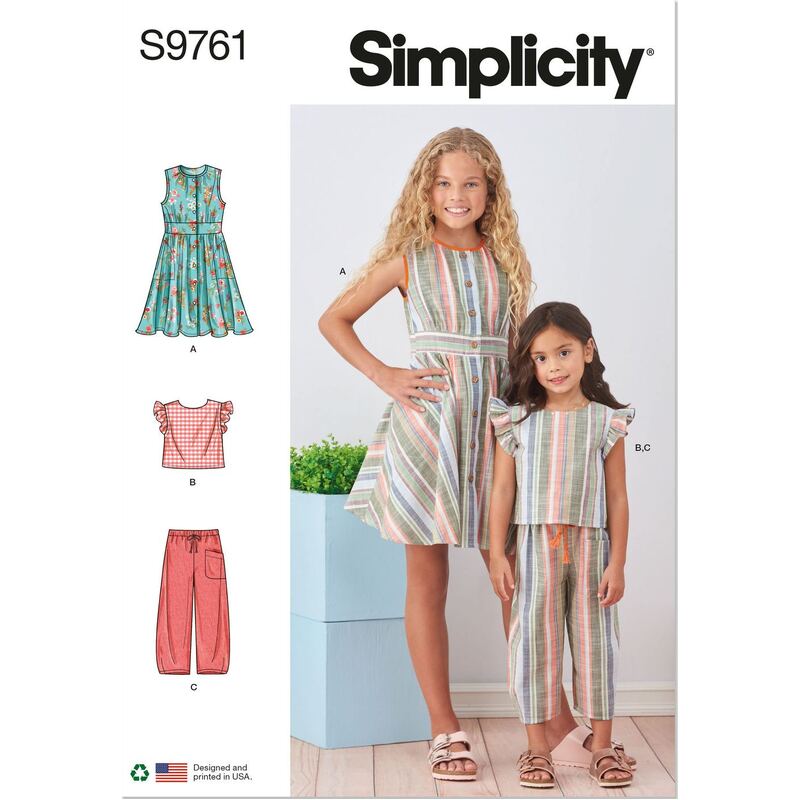 Simplicity Sewing Pattern S9761HH Children's and Girls' Dress, Top & Pants Sizes 3-6