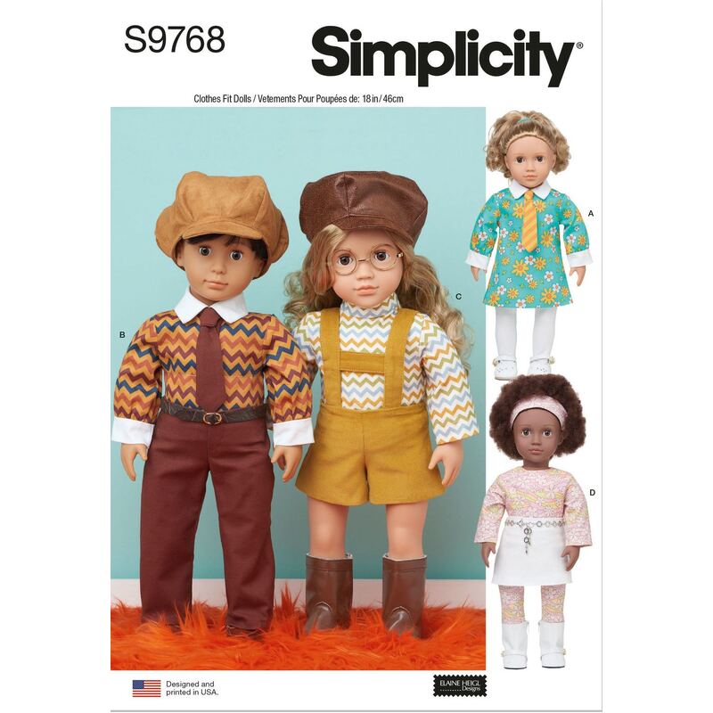 Simplicity Sewing Pattern S9768OS 18" Doll Clothes by Elaine Heigl Designs