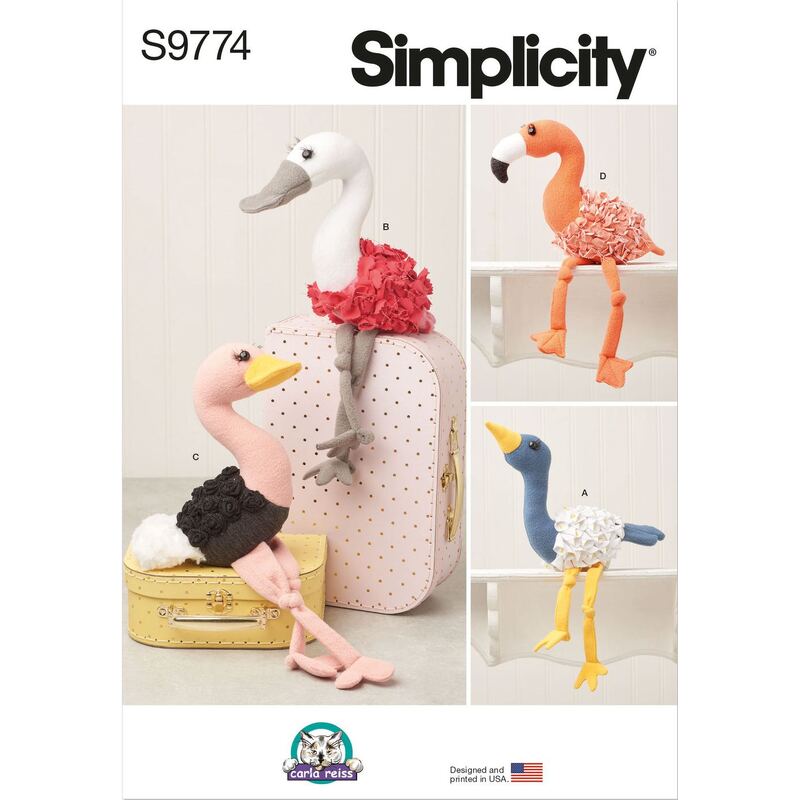 Simplicity Sewing Pattern S9774OS Decorative Plush Birds by Carla Reiss Design