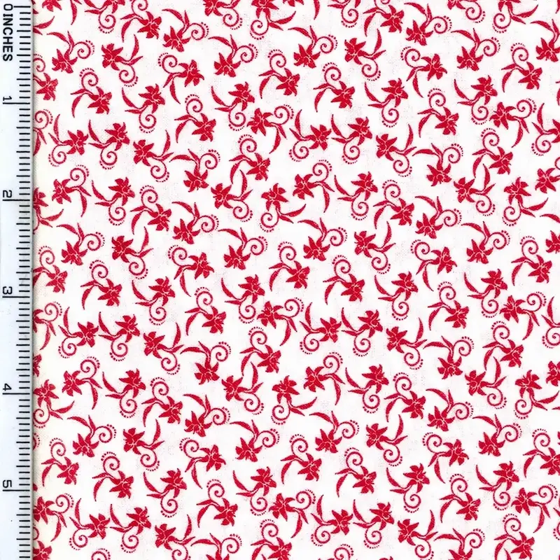 Red on White, The Red & The Black, Cotton Fabric 110cm wide