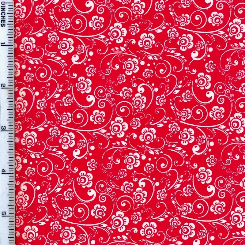 White on Red Tonal, The Red & The Black, Cotton Fabric 110cm wide