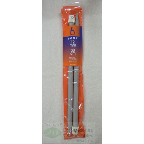 Pony Plastic Knitting Needle 30cm 12mm Jumbo, 1 Pair per Pack, aka Knitting Pins