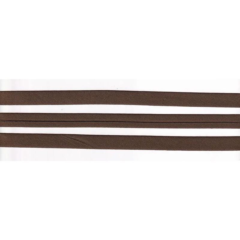 CHOCOLATE 12mm Cotton Bias Binding Single Folded, by the Metre