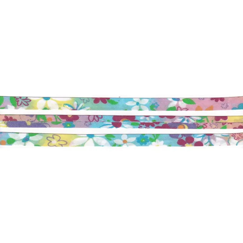 MULTI FLORAL 12mm Cotton Bias Binding Single Folded, by the Metre