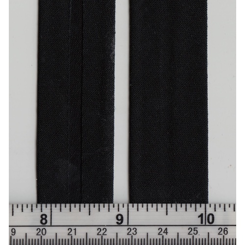 Cotton Bias Binding, 25mm Single Folded, BLACK Full 20m Roll