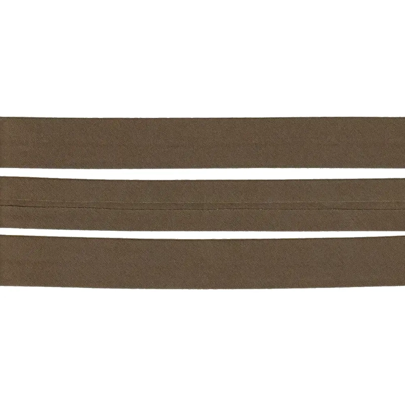 BROWN 25mm Cotton Bias Binding Single Folded, by the Metre