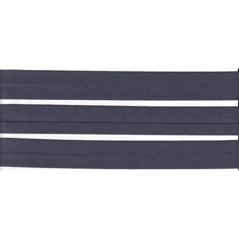 CHARCOAL 25mm Cotton Bias Binding Single Folded, by the Metre