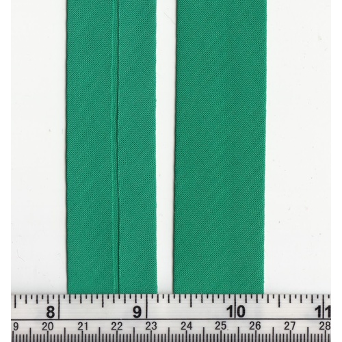 Cotton Bias Binding, 25mm Single Folded, EMERALD GREEN Per 20 Metre Roll