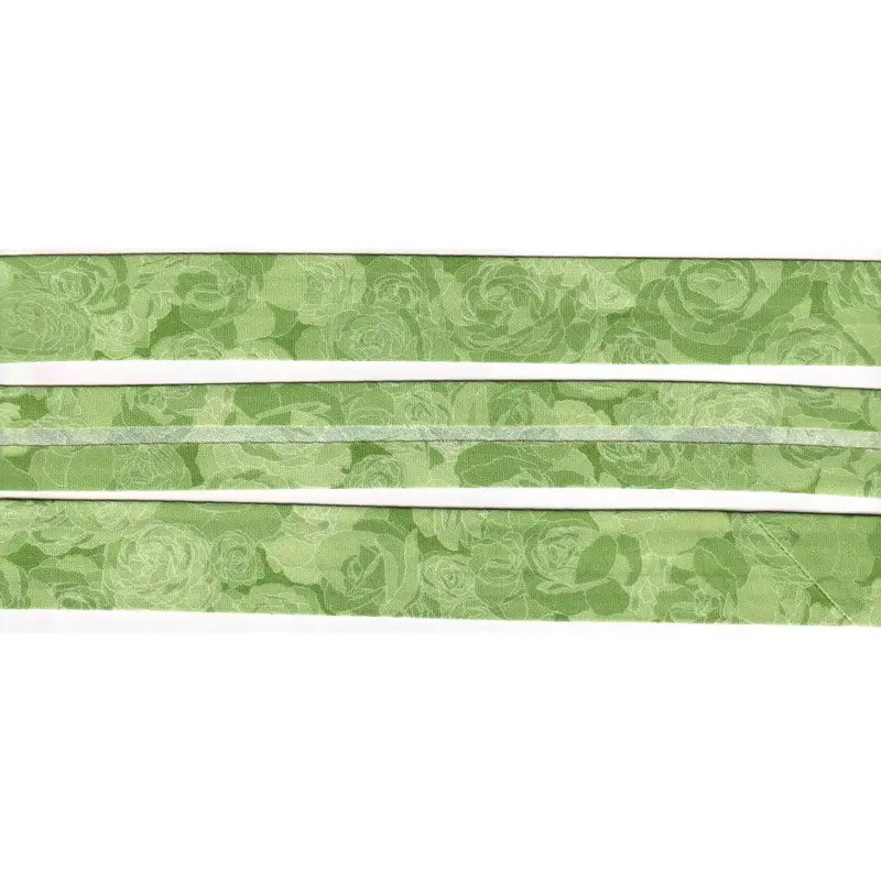 ENGLISH GARDEN GREEN Print Cotton Bias Binding, 25mm Single Folded By The Metre