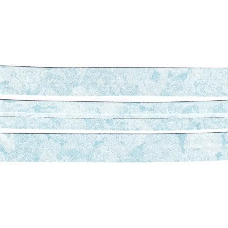 ENGLISH GARDEN LIGHT BLUE Print Cotton Bias Binding, 25mm Single Folded By The Metre