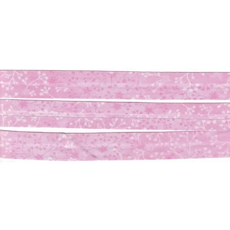 FLUTTER PINK Print Cotton Bias Binding, 25mm Single Folded By The Metre