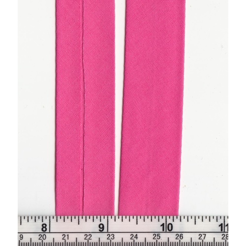 Cotton Bias Binding, 25mm Single Folded, CYCLAMEN PINK Per 5 Metre Packet