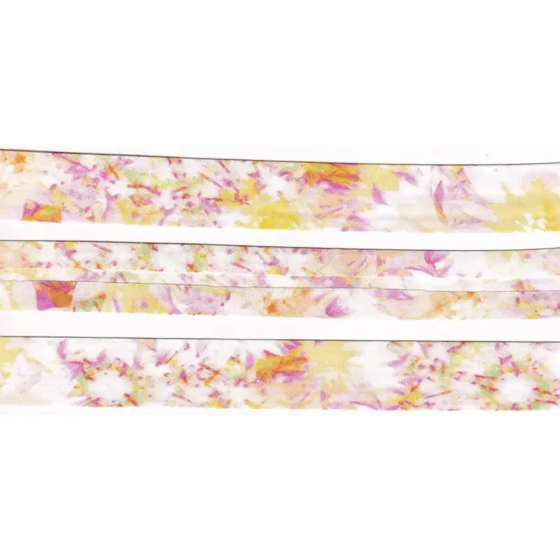 PINK YELLOW Print Cotton Bias Binding, 25mm Single Folded By The Metre