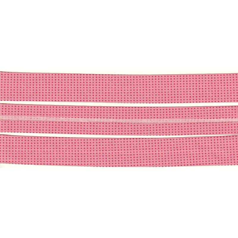 RED DOTS on PINK Print Cotton Bias Binding, 25mm Single Folded By The Metre