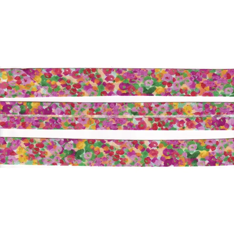 WATERCOLOUR FLORAL 25mm Cotton Bias Binding Single Folded By The Metre