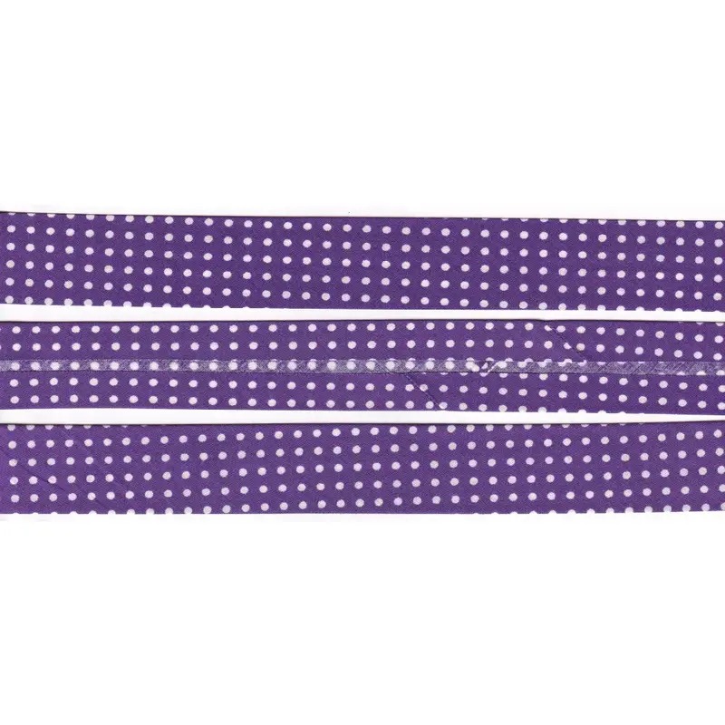 WHITE DOT PURPLE 25mm Cotton Bias Binding Single Folded By The Metre