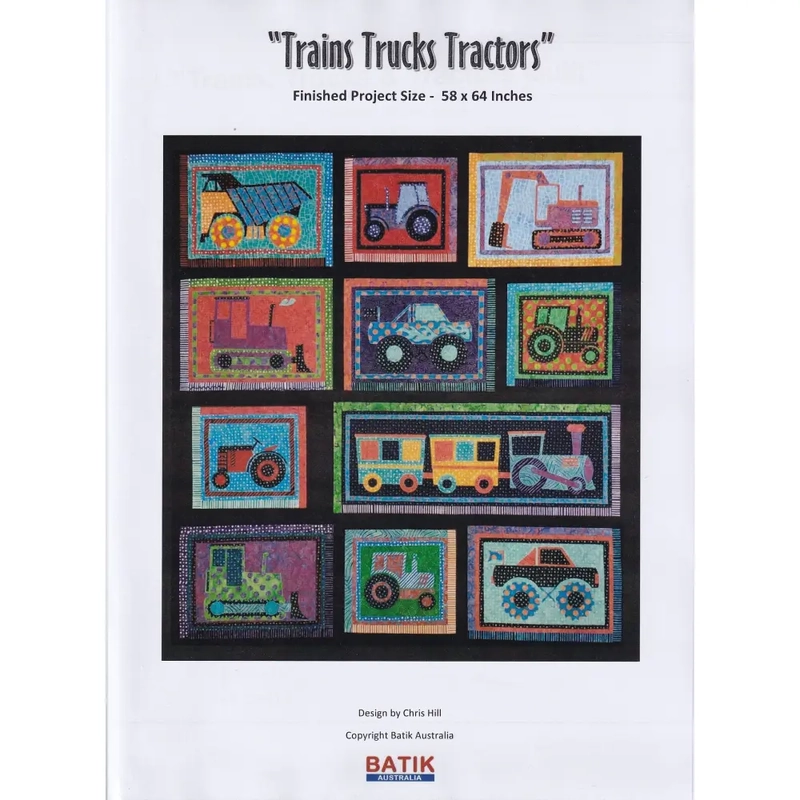 Batik Australia Pattern, TRAINS TRUCKS TRACTORS, (Pattern / instructions only, no fabric)