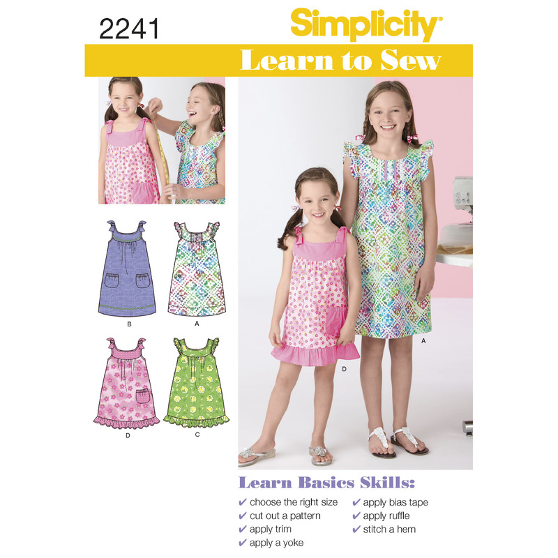 Learn to Sew Child's & Girl's Dresses Simplicity Sewing Pattern 2241