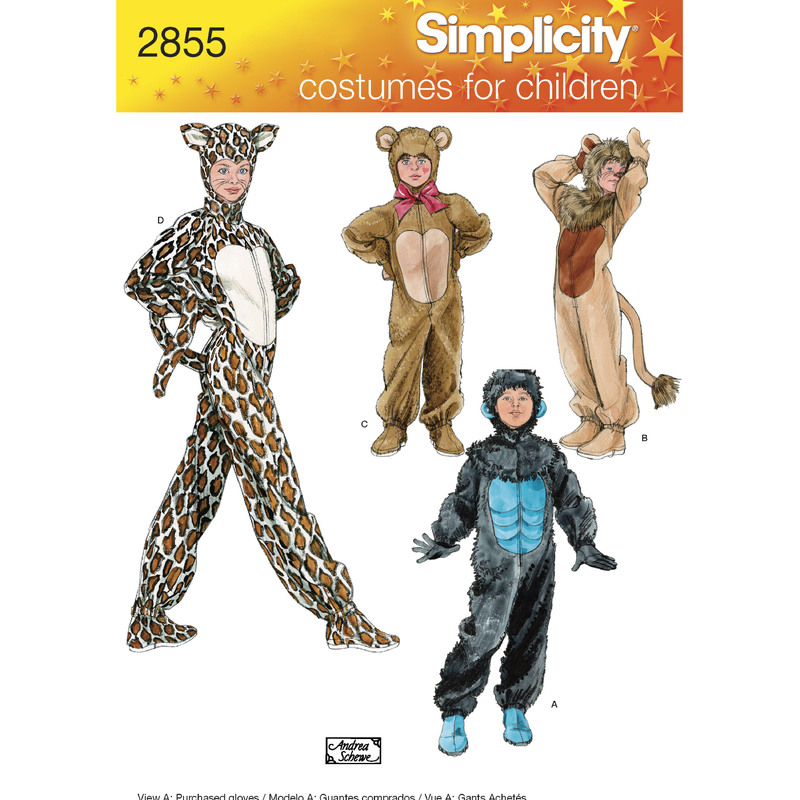 Child, Boy & Girl Costumes Simplicity Sewing Pattern 2855