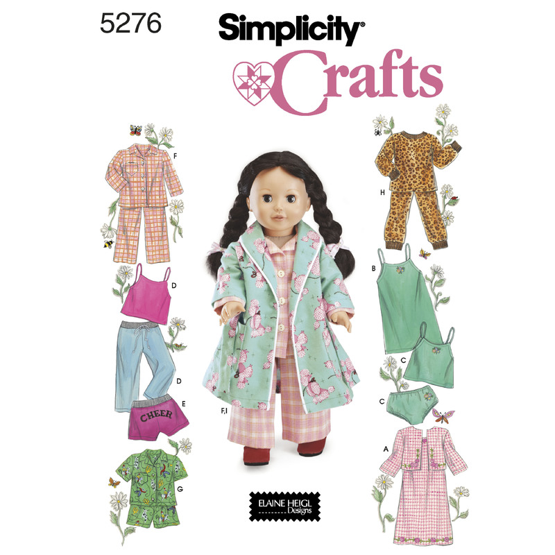 Doll Clothes Simplicity Sewing Pattern 5276