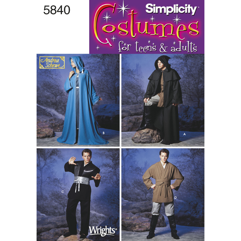 Women's, Men & Teen Costumes Simplicity Sewing Pattern 5840