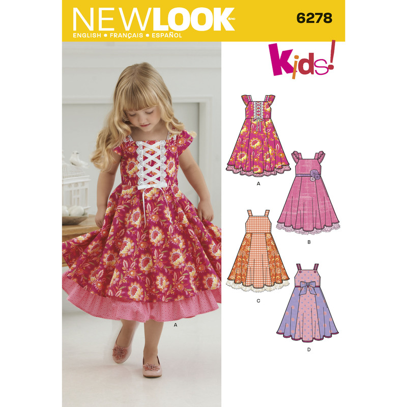 New Look Sewing Pattern 6278 Child's Dress with Trim Variations