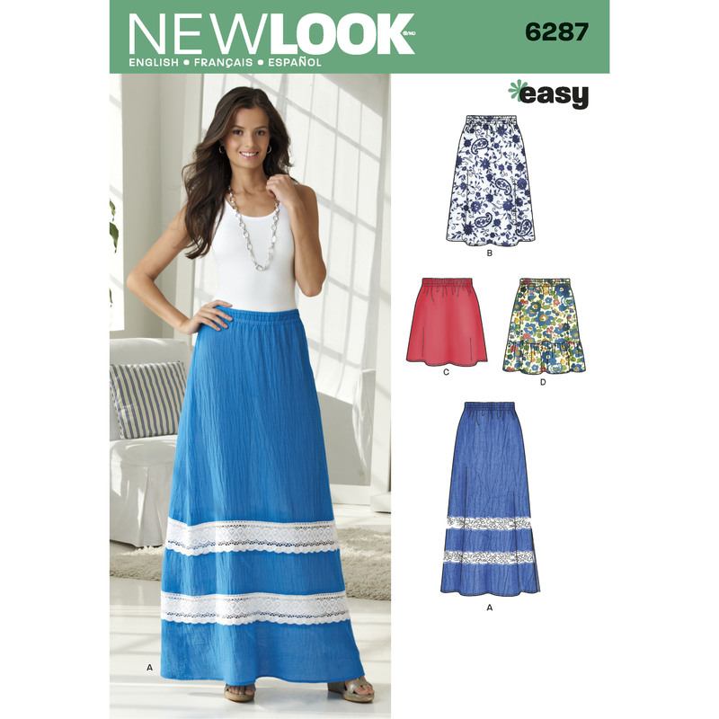 New Look Sewing Pattern 6287 Misses' Pull on Skirt in Four Lengths