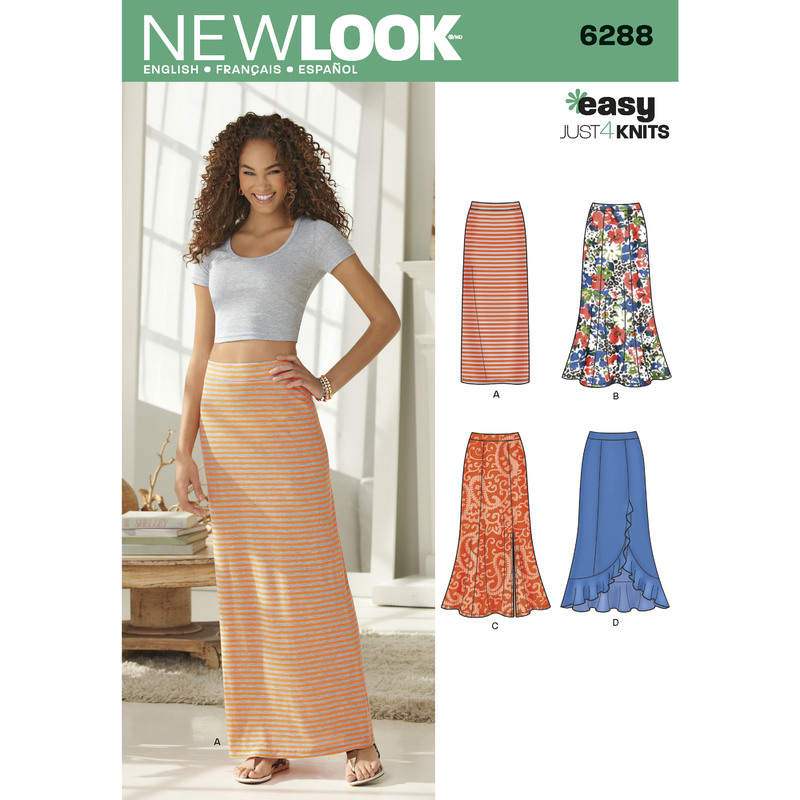 New Look Sewing Pattern 6288 Misses' Pull on Knit Skirts