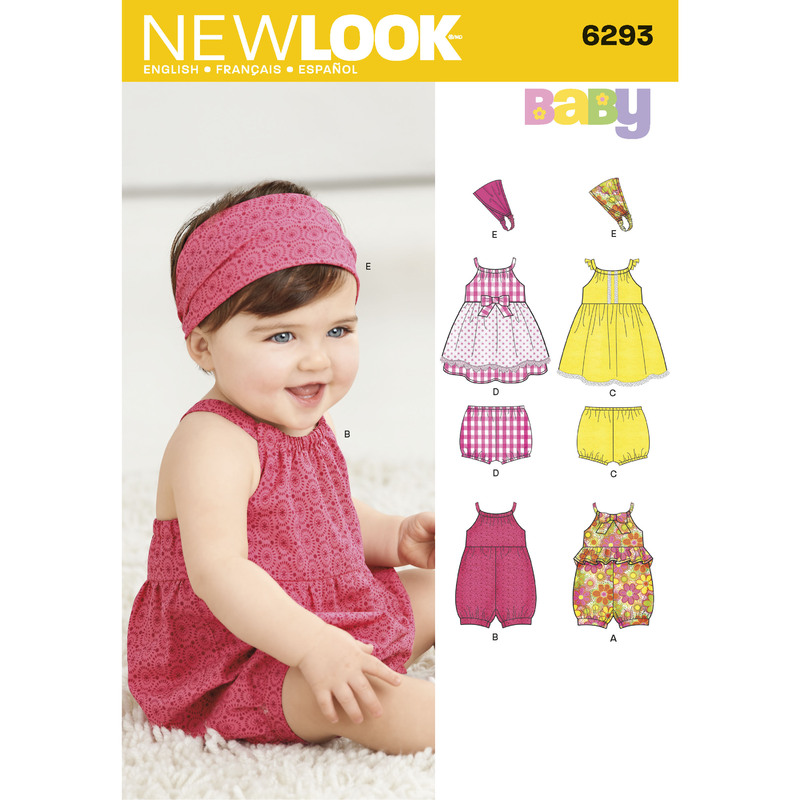 New Look Sewing Pattern 6293 Babies' Romper, Dress, Panties and Headband