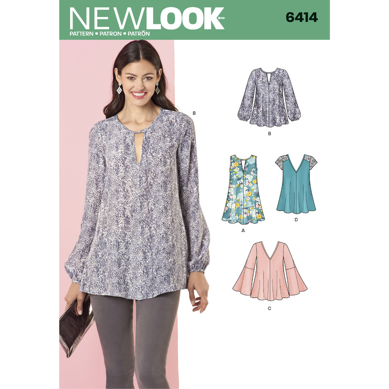 New Look Sewing Pattern 6414 Misses' Tunic and Top with Neckline Variations