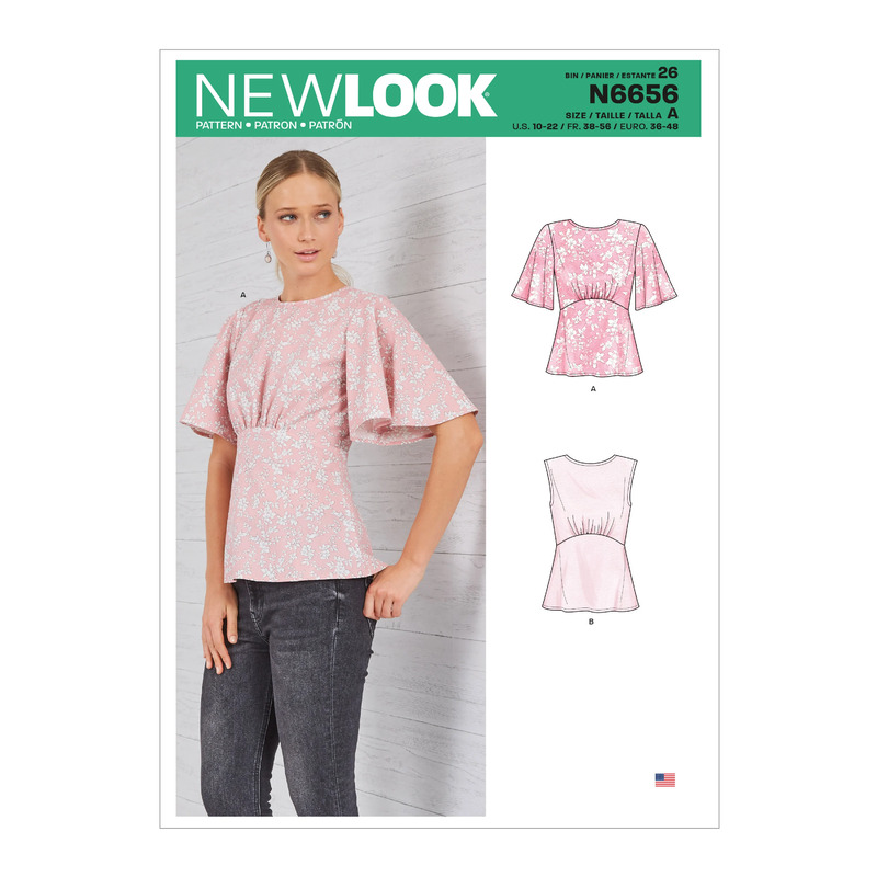 New Look Sewing Pattern N6656 Misses' Top With Optional Back Opening & Flared Sleeves