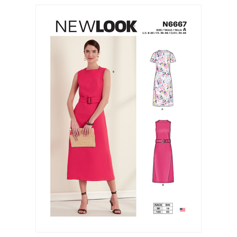 New Look Sewing Pattern N6667 Misses' Shift Dresses With French Darts, With Or Without Sleeves