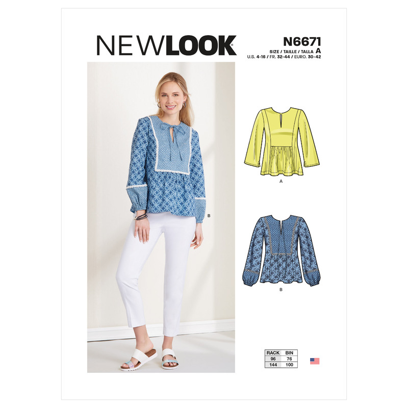 New Look Sewing Pattern N6671 Misses' Pull-Over Top With Princess Seam & Trim