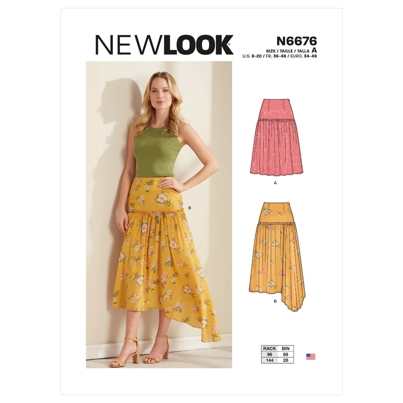 New Look Sewing Pattern N6676 Misses' Skirts With Waist Yoke & Hem Variations