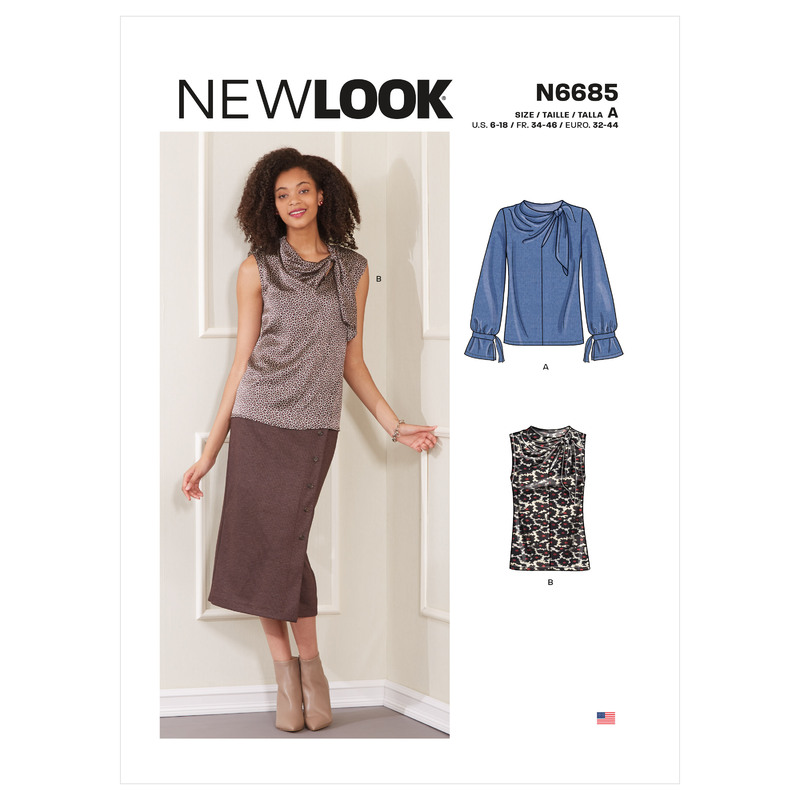 New Look Sewing Pattern N6685 Misses' Sleeveless or Long-sleeved Tops