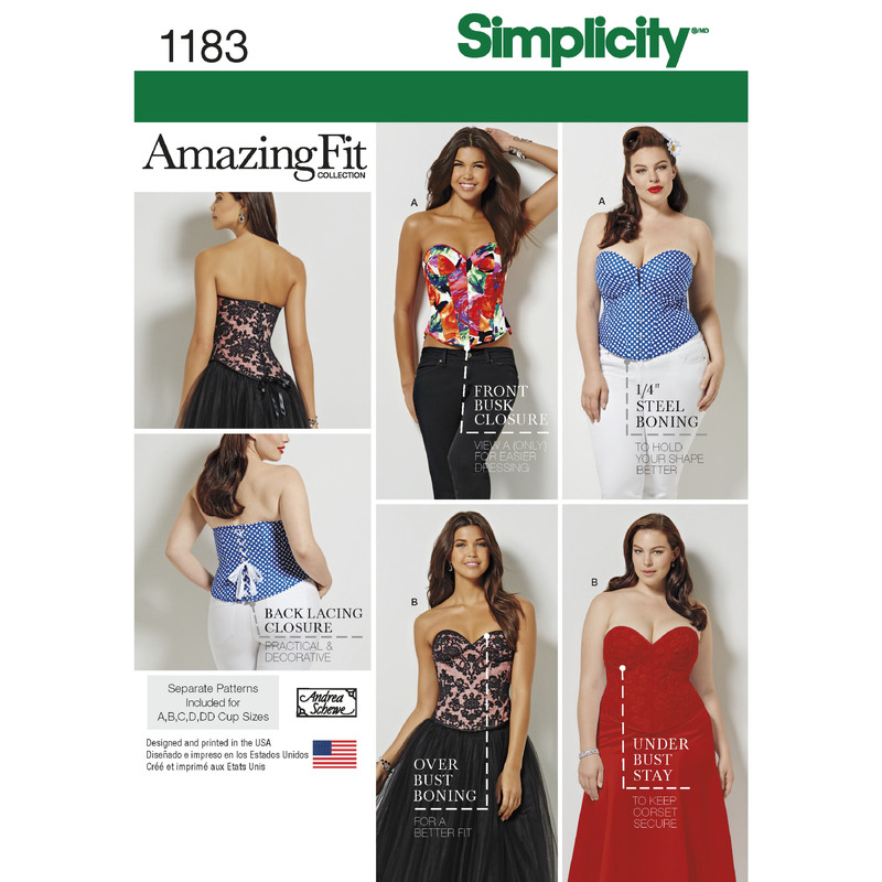 Women's and Plus Size Corsets Simplicity Sewing Pattern 1183