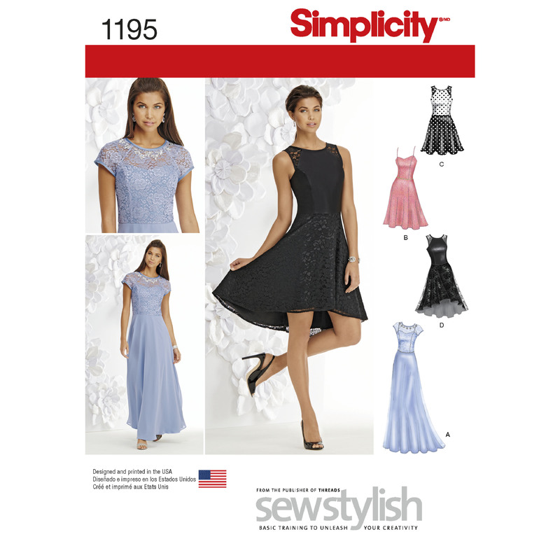 Women's and Petite Special Occasion Dress Simplicity Sewing Pattern 1195