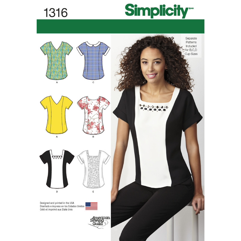 Women's Top with Neckline Variations Simplicity Sewing Pattern 1316