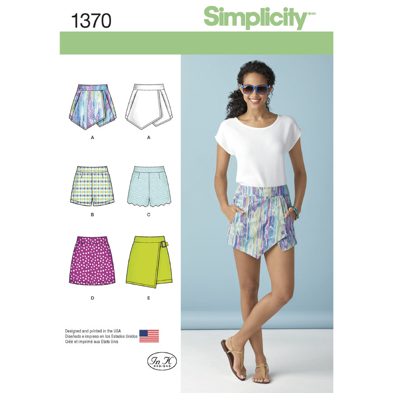 Women's Shorts, Skort and Skirt Simplicity Sewing Pattern 1370