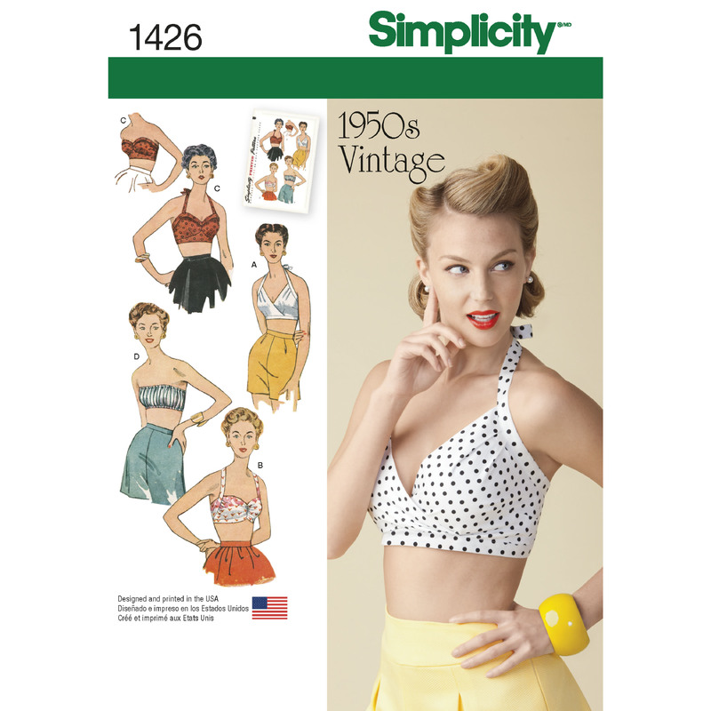 Women's Vintage 1950's Bra Tops Simplicity Sewing Pattern 1426