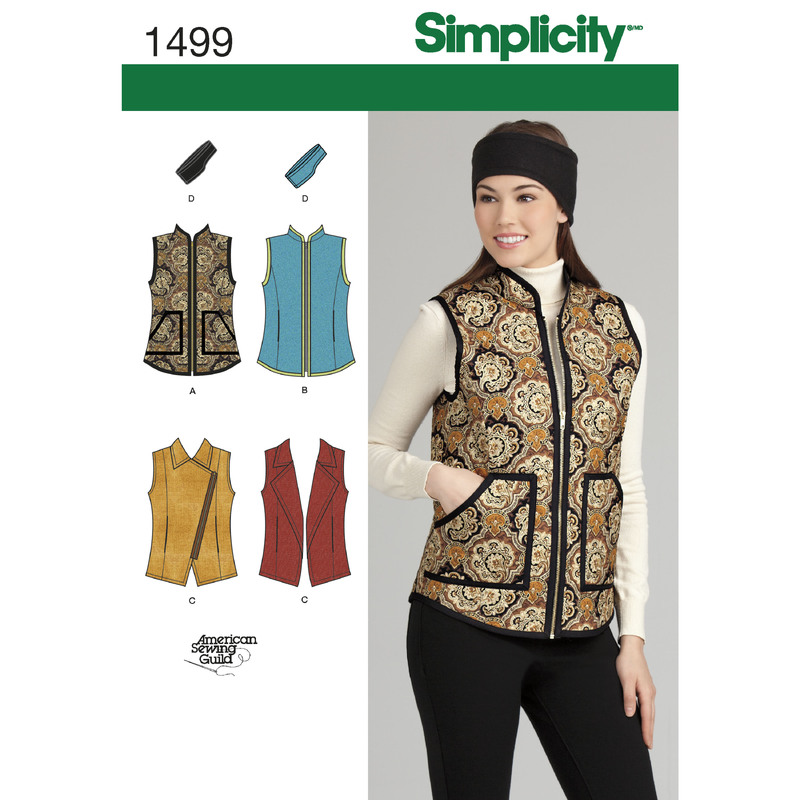 Women's Vest and Headband in Three Sizes Simplicity Sewing Pattern 1499